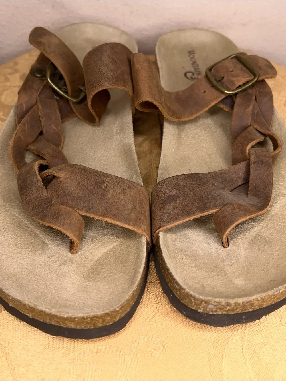 Size 8 Womens Mountain Some Brown Leather Sandals Braided Hippie Beach Boho